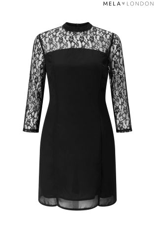 Mela Loves London Lace Sleeve Shift Dress